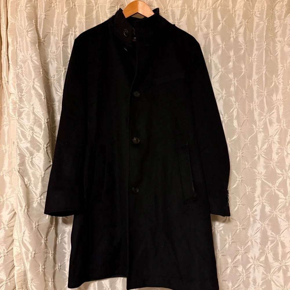 Hugo Boss Black Wool Cashmere Blend Over Coat  Shanty1 Slim Fit Classic Jacket
